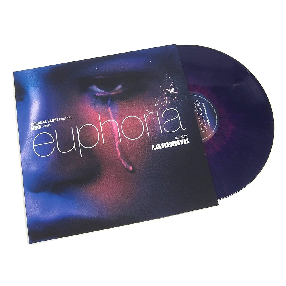 Portada del vinilo usado de la banda sonora de Euphoria temporada 1 de HBO, en estado usado con arte en la funda.