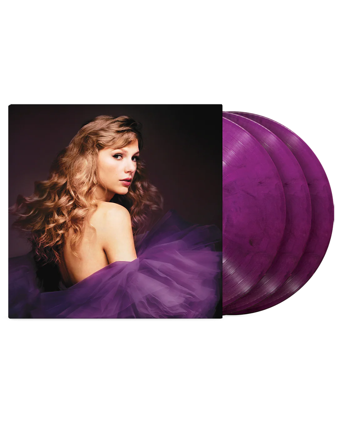 Vinilo usado de Taylor Swift Speak Now (Taylor’s Version) en color orquídea, con funda y etiqueta visible.