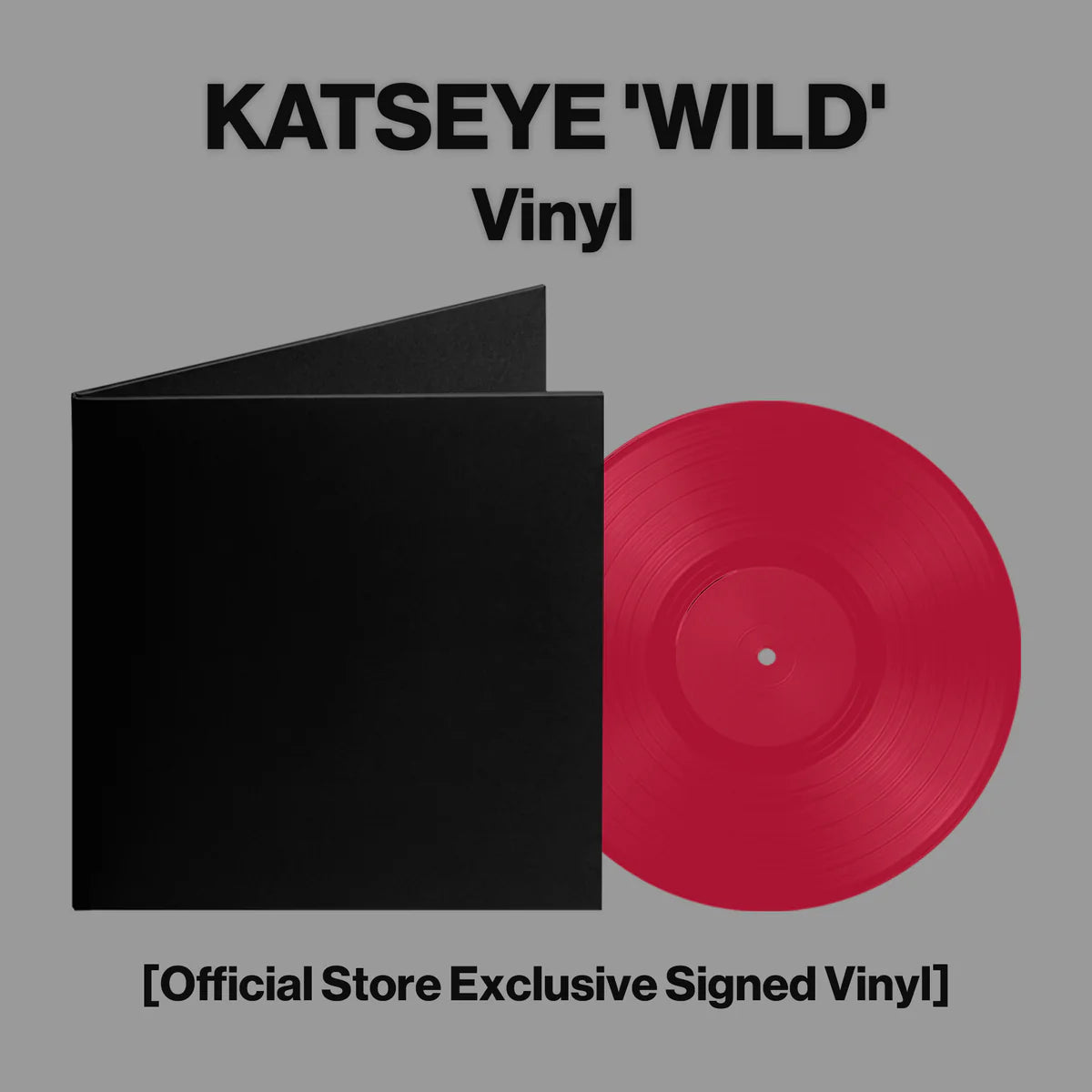 Vinilo firmado de KATSEYE – WILD, edición exclusiva Crimson, de Oh My Cd!, con arte de portada visible en la imagen.