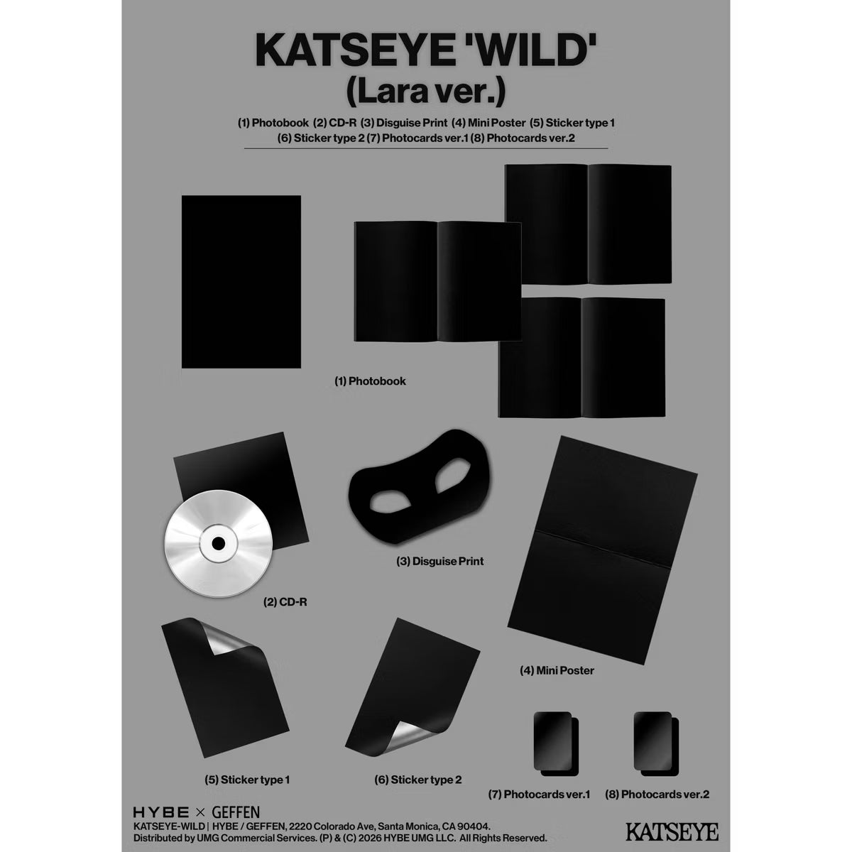 Portada del CD de Oh My Cd! KATSEYE – WILD, versión exclusiva Wild Heart, con arte de estilo vibrante y llamativo.